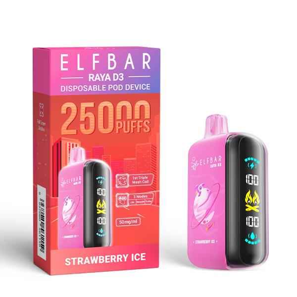 ElfBar Raya D3 Disposable Vape 25000 Puffs - Strawberry Ice