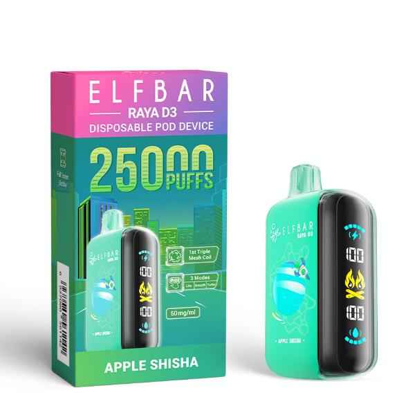 ElfBar Raya D3 Disposable Vape 25000 Puffs - Apple Shisha