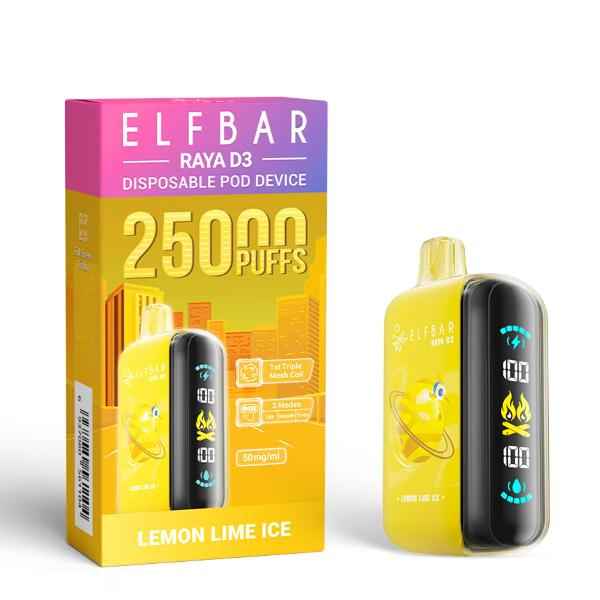 Elfbar Raya D3 Disposable Vape 25000 Puffs - Lemon Lime Ice