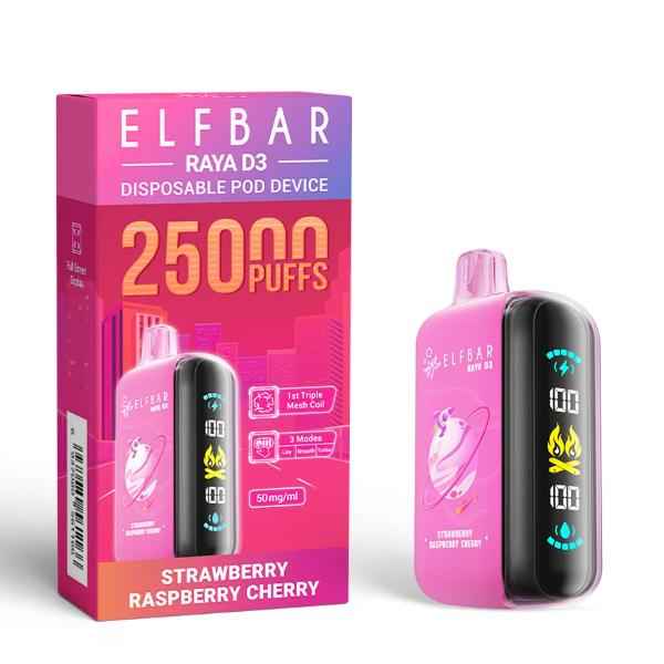 Elfbar Raya D3 Disposable Vape 25000 Puffs - Strawberry Raspberry Cherry
