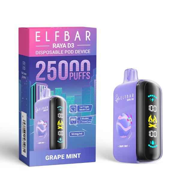 Elfbar Raya D3 Disposable Vape 25000 Puffs - Grape Mint