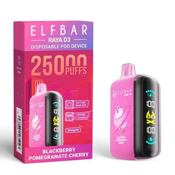 ElfBar Raya D3 Disposable Vape 25000 Puffs - Blackberry Pomegranate Cherry