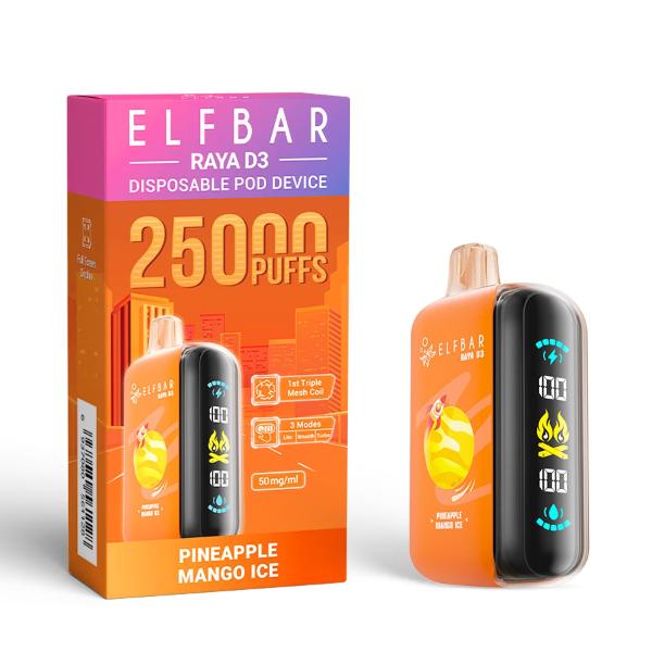 ELFBAR RAYA D3 DISPOSABLE VAPE 25000 PUFFS - PINEAPPLE MANGO ICE - VapeBro