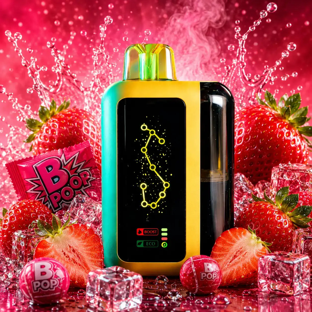 Olivebar Geek clear disposable vape 80k puffs - strawberry B-POP