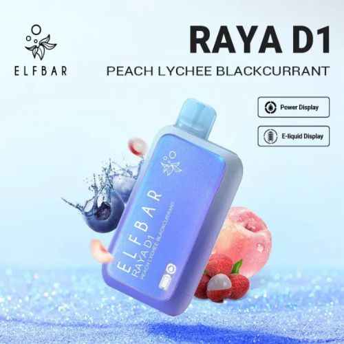 Elf Bar Raya D1 Prefilled Vape 13000 Puffs - Peach Lychee Blackcurrant