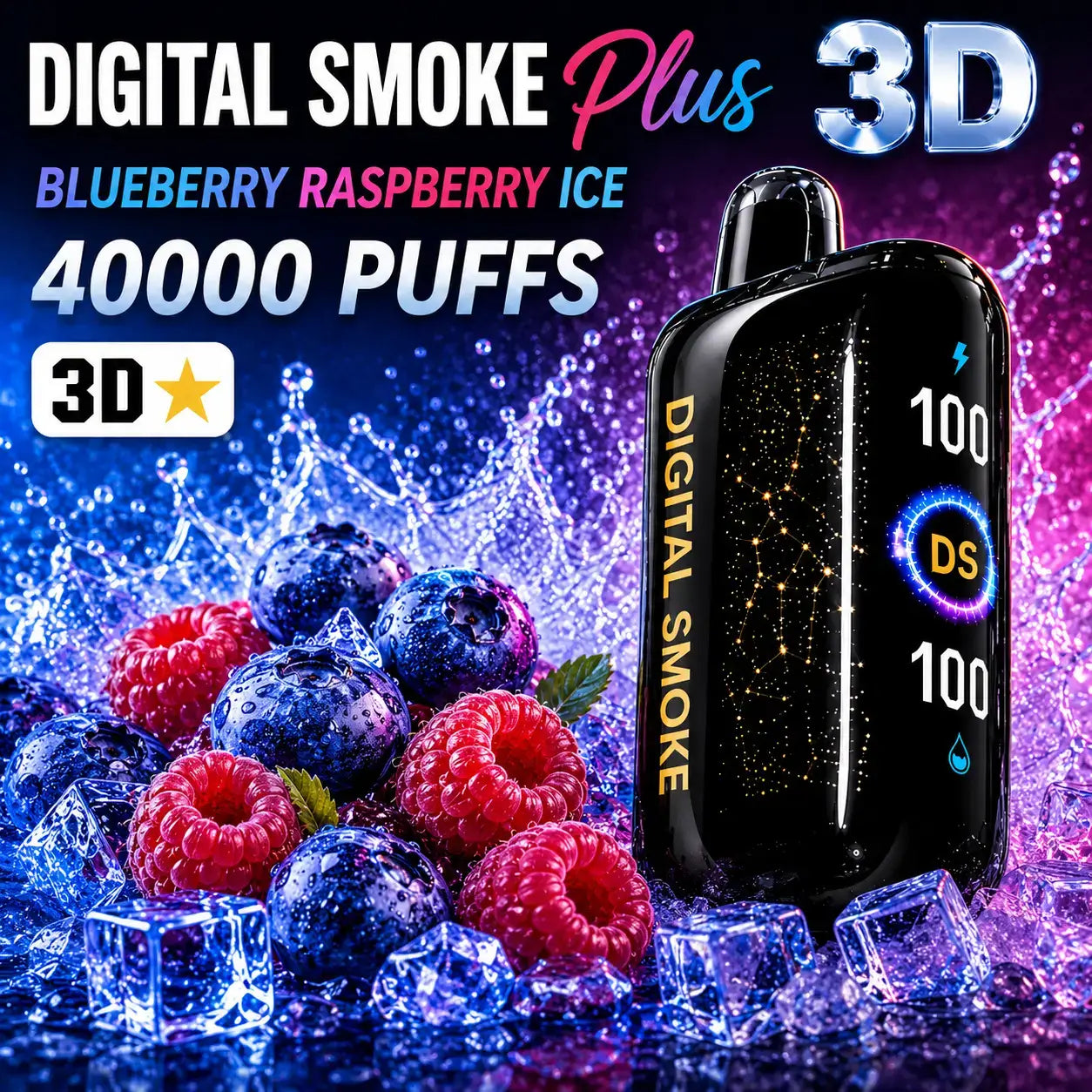 Digital Smoke Vape 40000 Puffs Blueberry Raspberry Ice