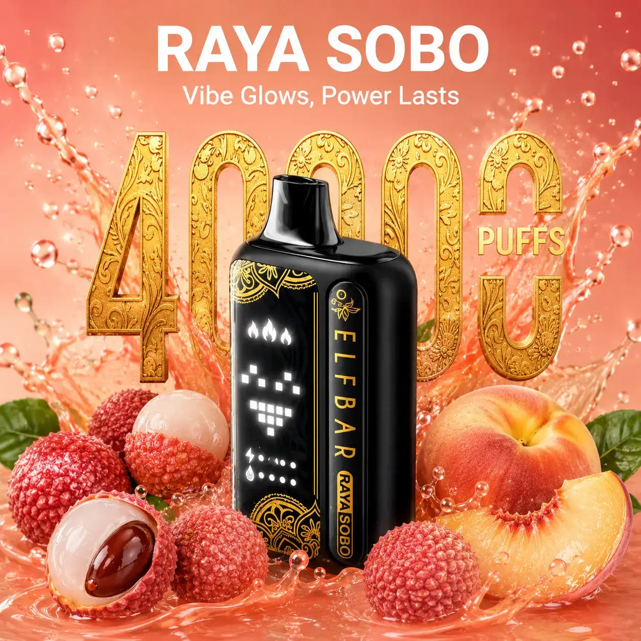 elfbar raya sobo vape 40000 puffs - lychee juicy peach