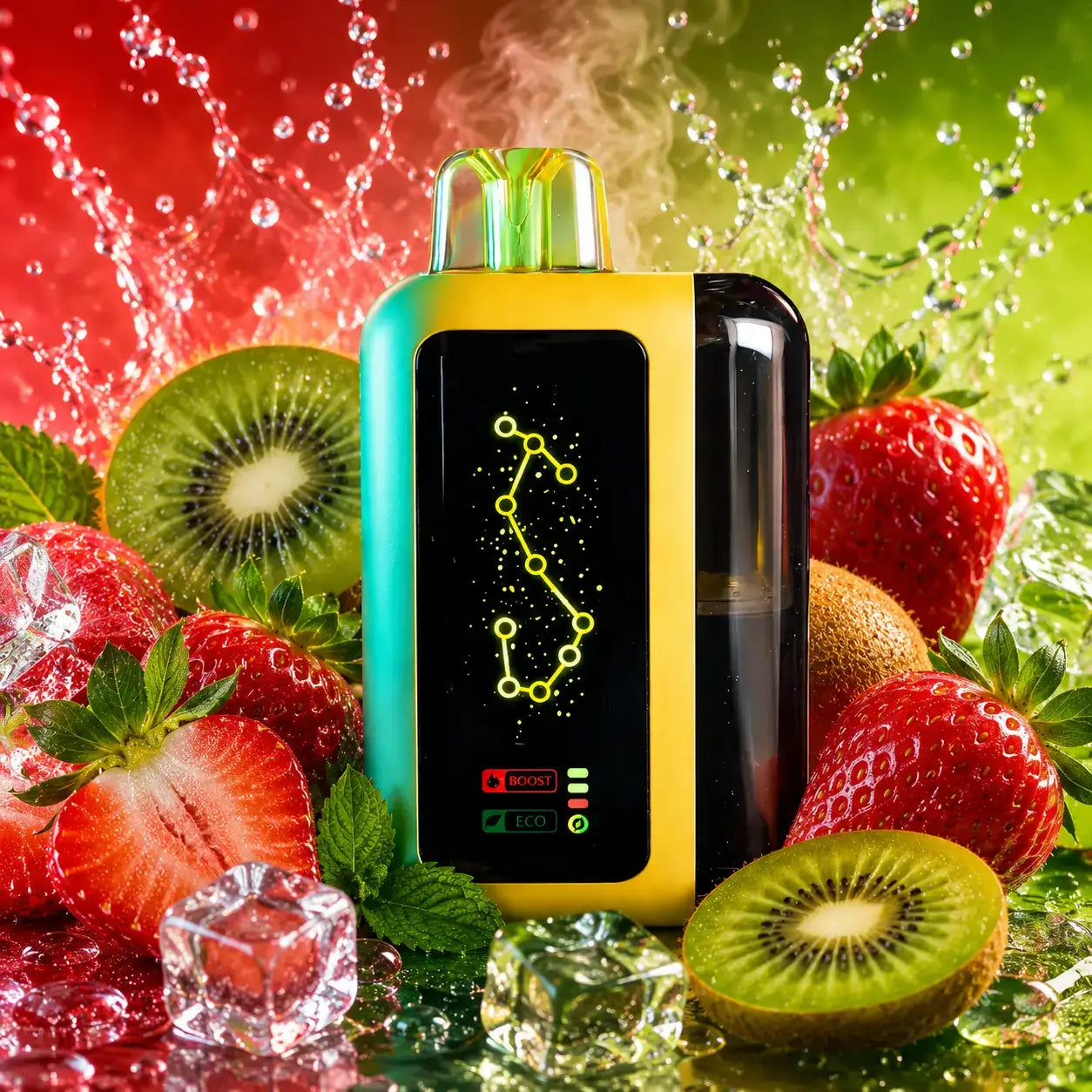 Olivebar Geek clear vape 80k puffs - strawberry kiwi top flavor